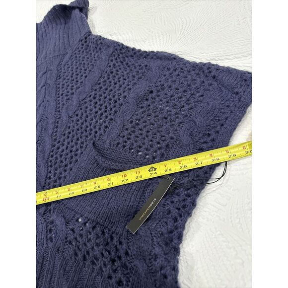BCBG Maxazria Women's All Navy Blue Turtle Neck Poncho Sweater Size S/M NWT - Picture 6 of 16